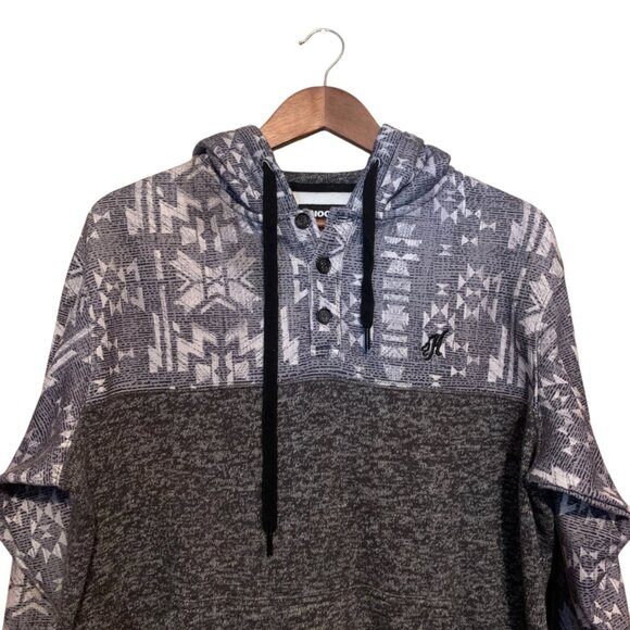 Hooey Hoodie Men's Medium Nomad Gray Geo Aztec Western Pullover Outdoors - Picture 3 of 7